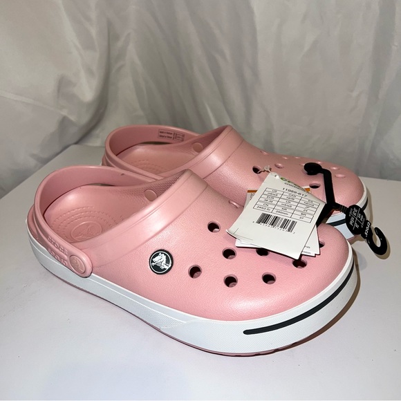 CROCS Shoes - Crocs CrocBand II Petal Pink & White Clogs Mens 6 Womens Size 8